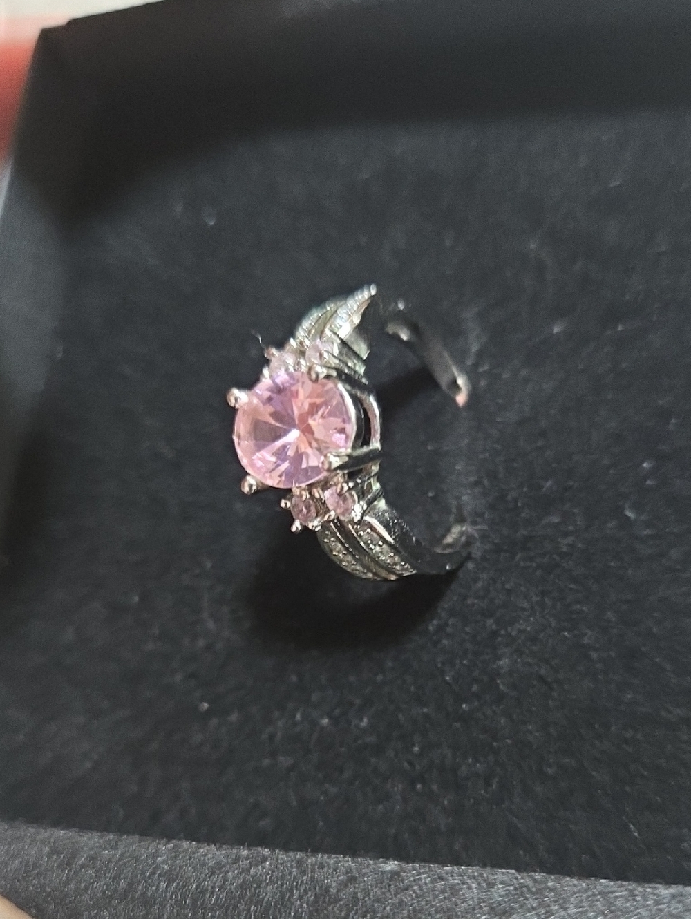 Pink CZ Sterling-Style Ring with Sparkling Accents Silver 925